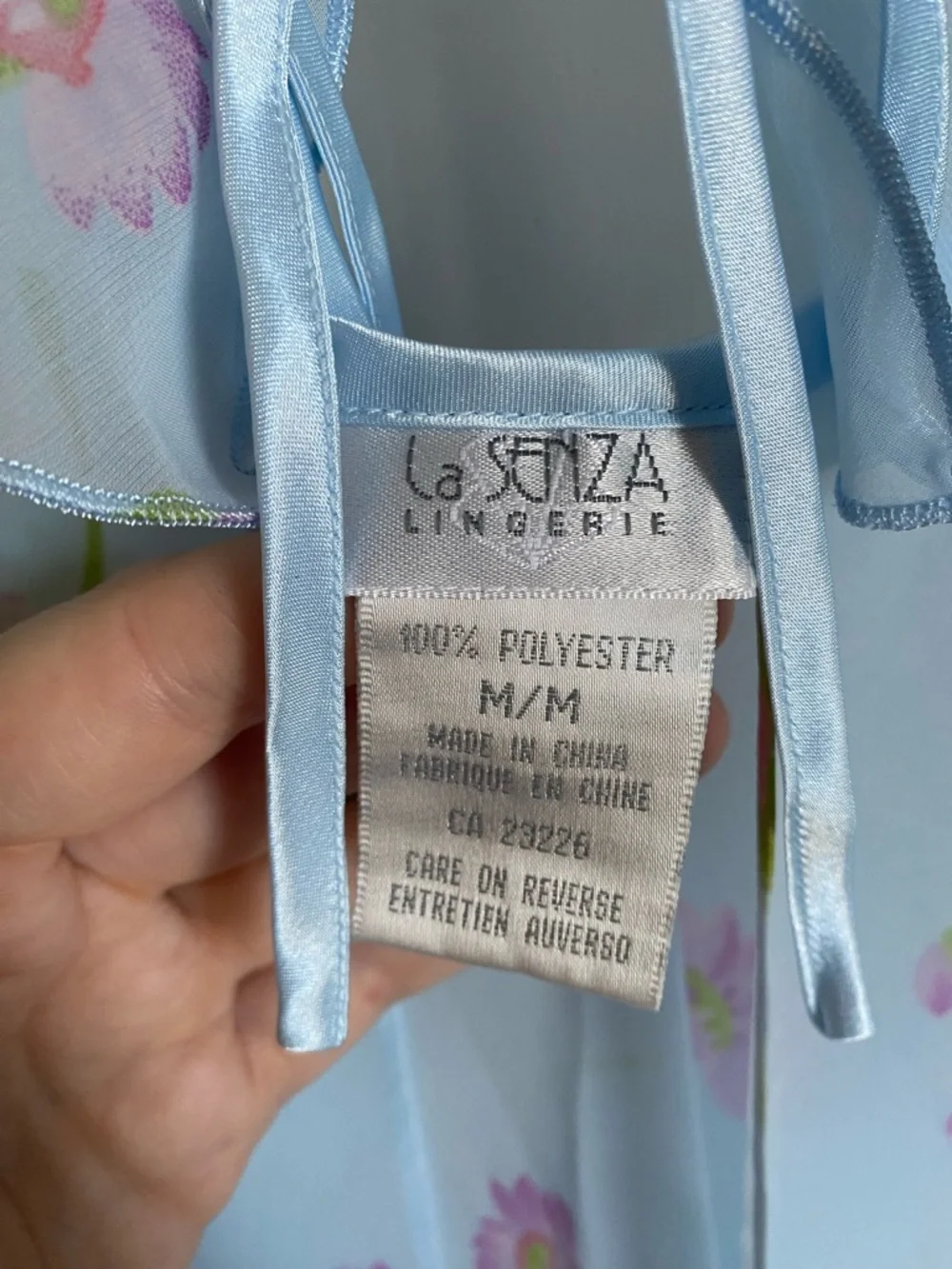 Y2k Vintage Sheer Light Blue Floral Open Front Slip Top with Tie Bow Detail - Picture 3 of 8